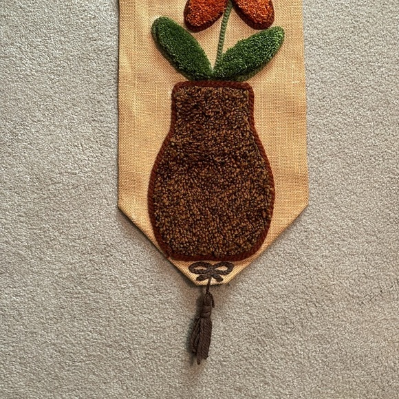 Vintage Flower Wall Hanging Burlap retro - Picture 2 of 5